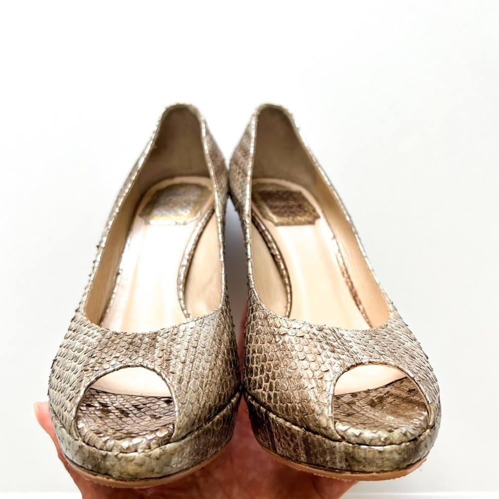 Christian Dior Platinum Snake Skin Peep-toe Heels 36 - Picture 7 of 16